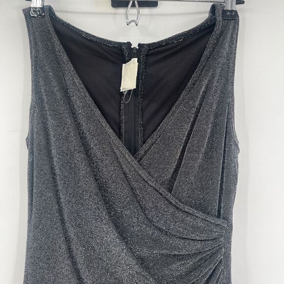 Tadashi Women's Surplice V-neck Ruched Metalic Maxi Dress Size Medium - Picture 2 of 9